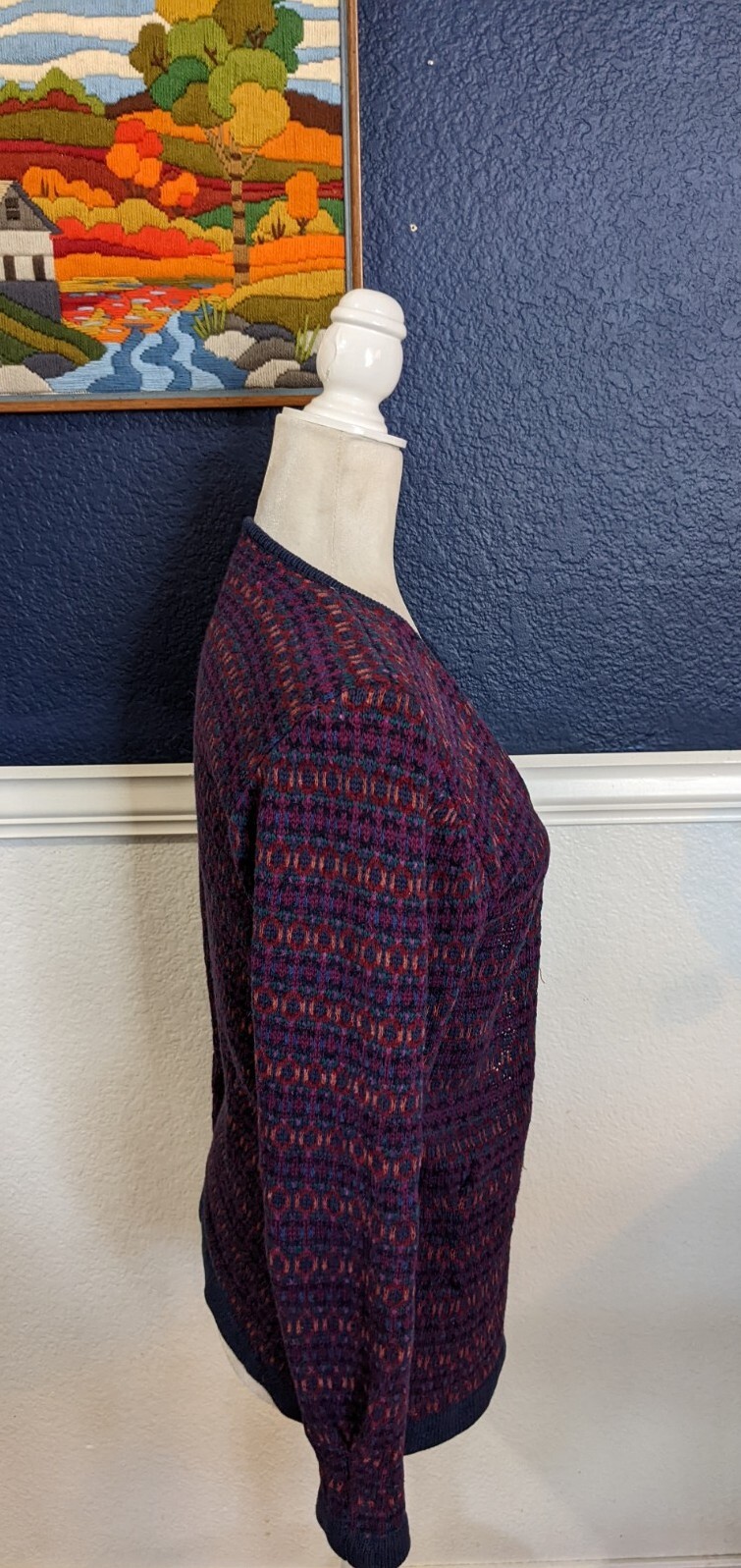 VTG Cullinane Multicolor Fair Isle Button Knit Cardigan Sweater Sz Small S