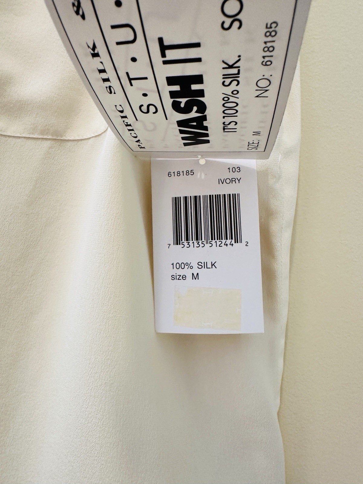 NwT VTG Pacific Silk & Studio Women 100% Silk Sleeveless Blouse Ivory Sz M Retro