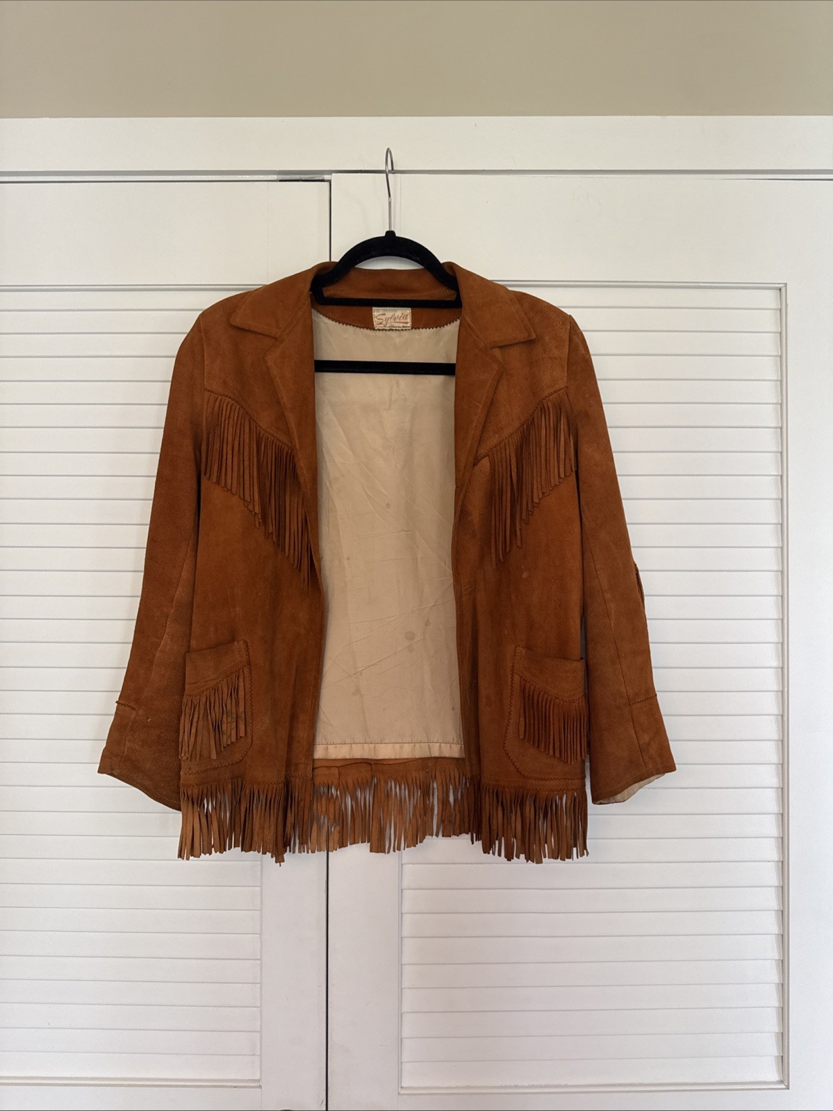 Vintage 1960s Sylvia Mexico Suede Fringe Jacket Boho Western See Description