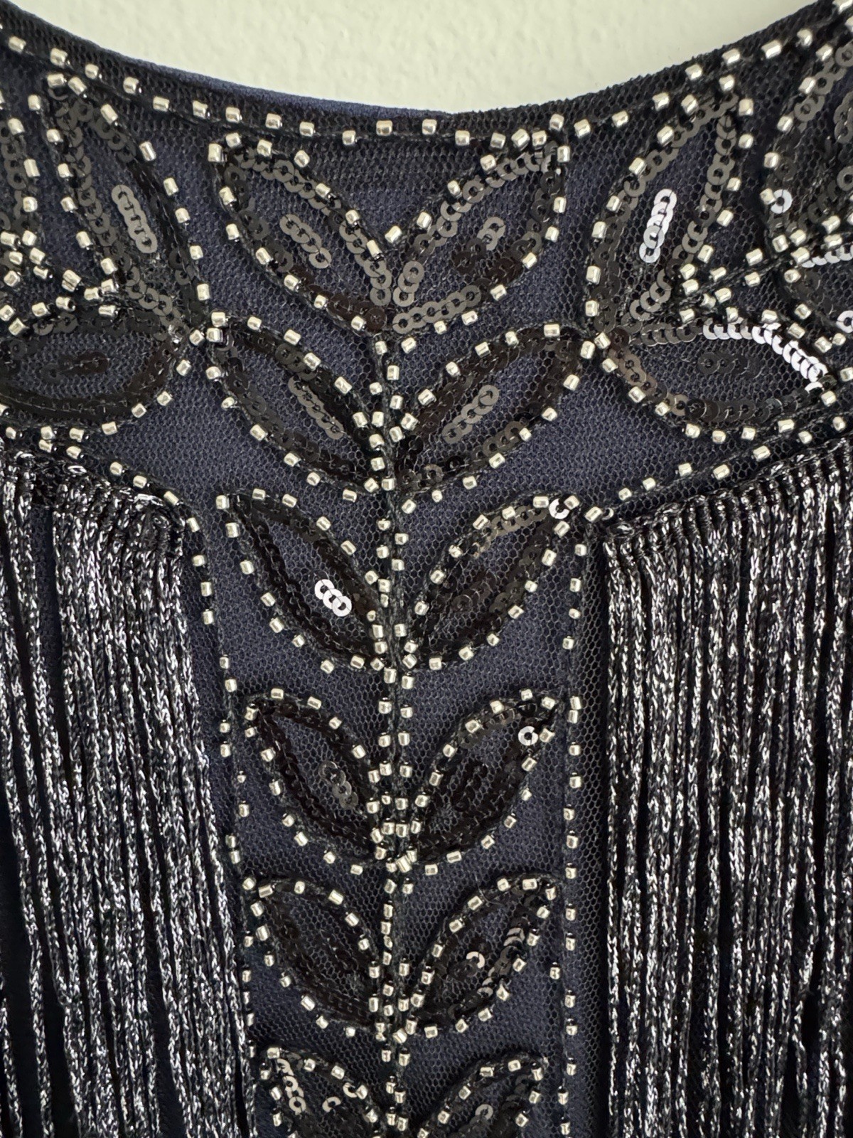 1920s Gatsby Style Beaded Fringe Flapper Dress Art Deco Cocktail Party Size S