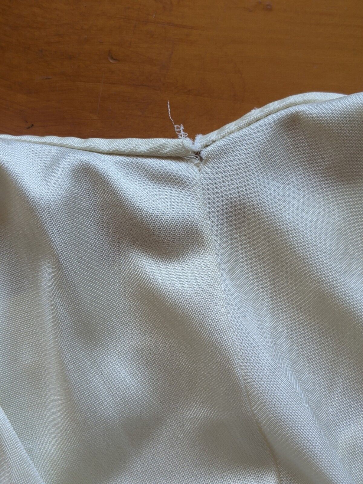 Satin NIGHTGOWN Size Medium Greek Goddess Pale Yellow Nylon with Bust Applique