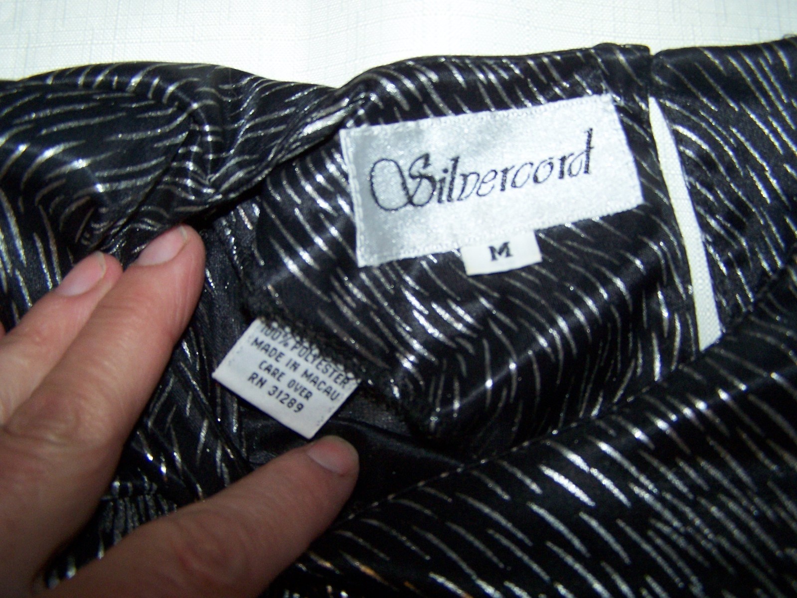 Vintage Elegant SilverCord Blouse (M) & Black Skirt & Belt (14) in EXCELLENT SHA