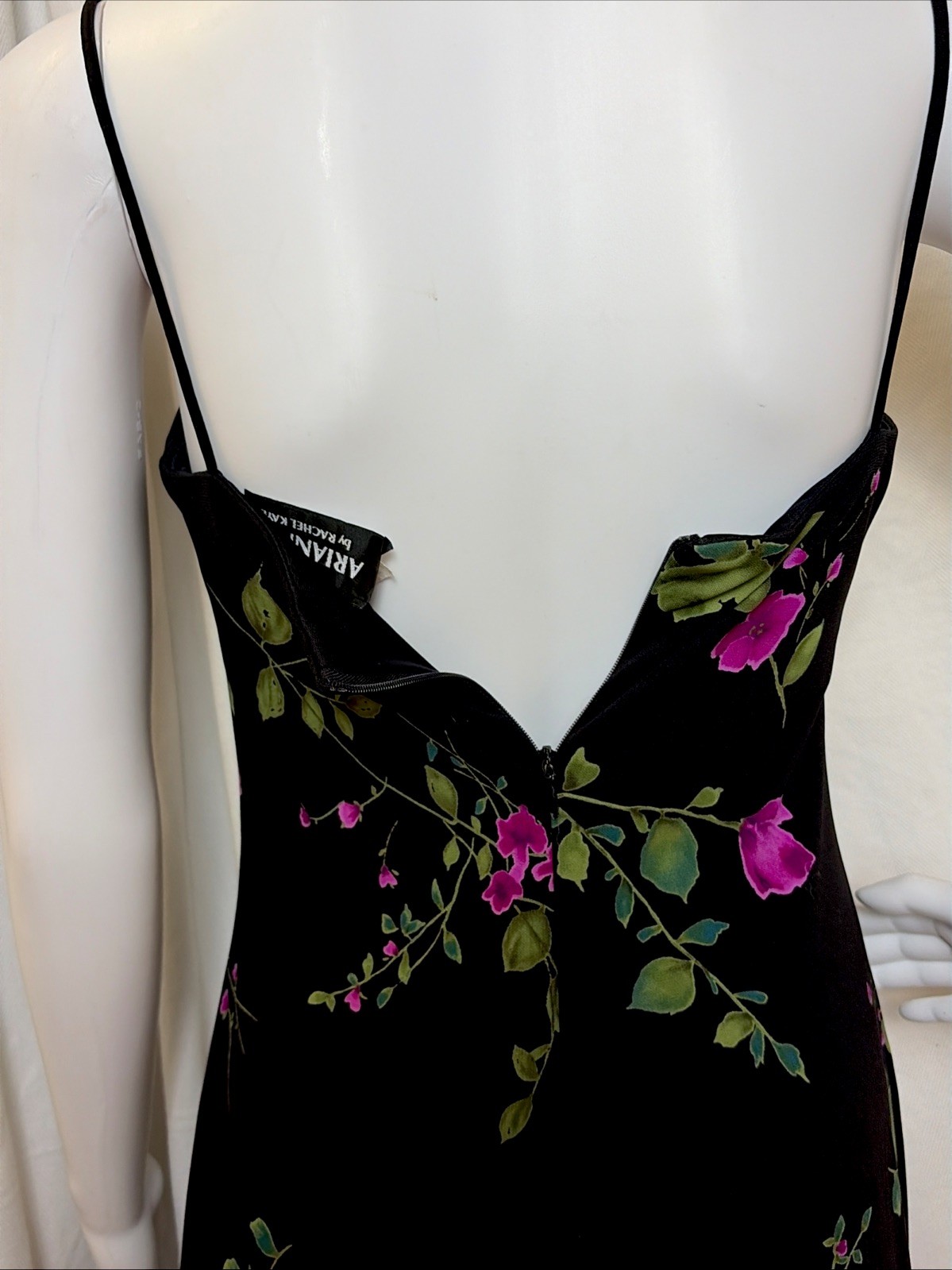 Vtg 90s Adrianna Rachel Kaye Vamp Goth Punk Dark Floral Jewel Slip Dress SZ 4P