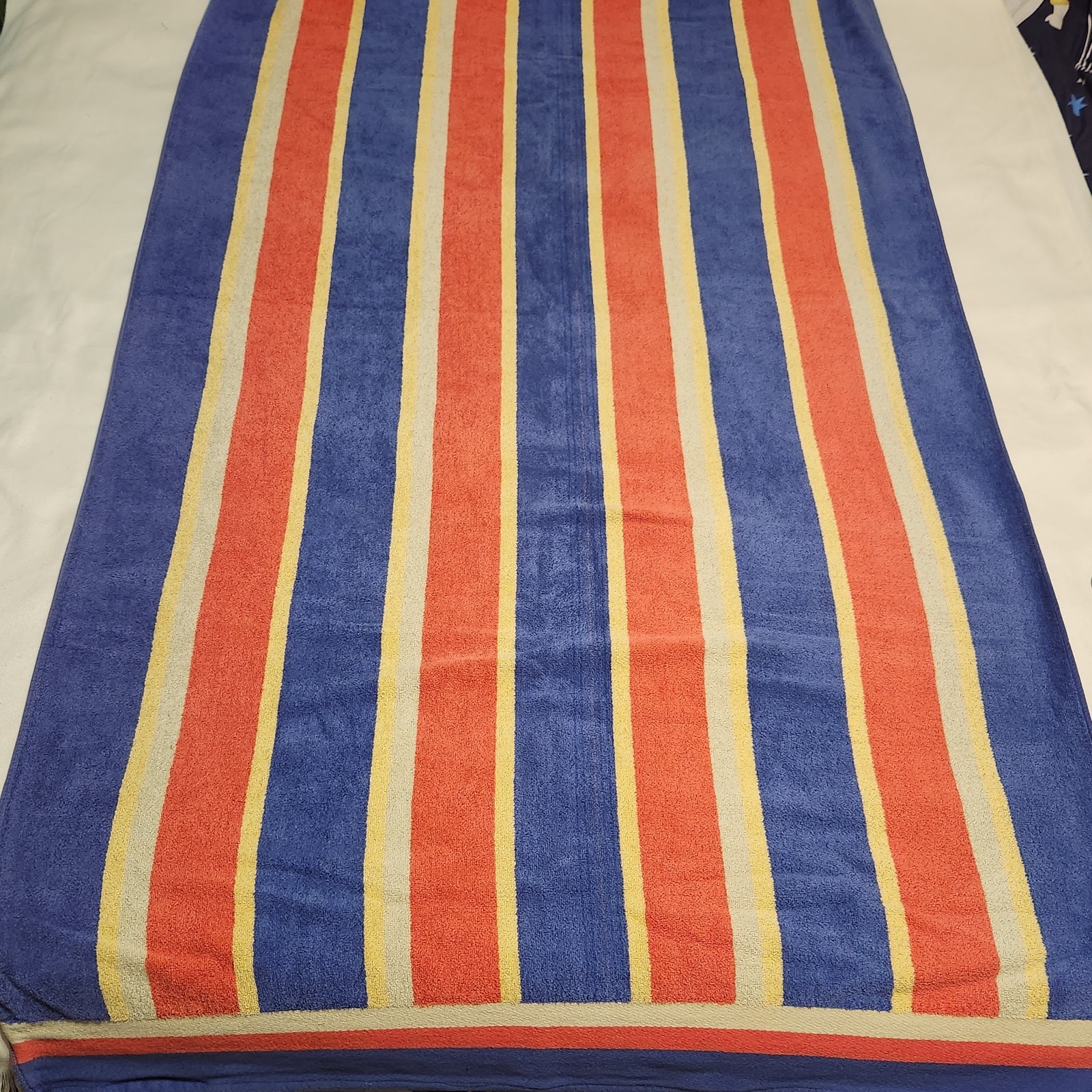 Vintage Cecil Saydah Sunbrights Beach Towel Striped Terry Karen Allen 35&Prime;X64&Prime;