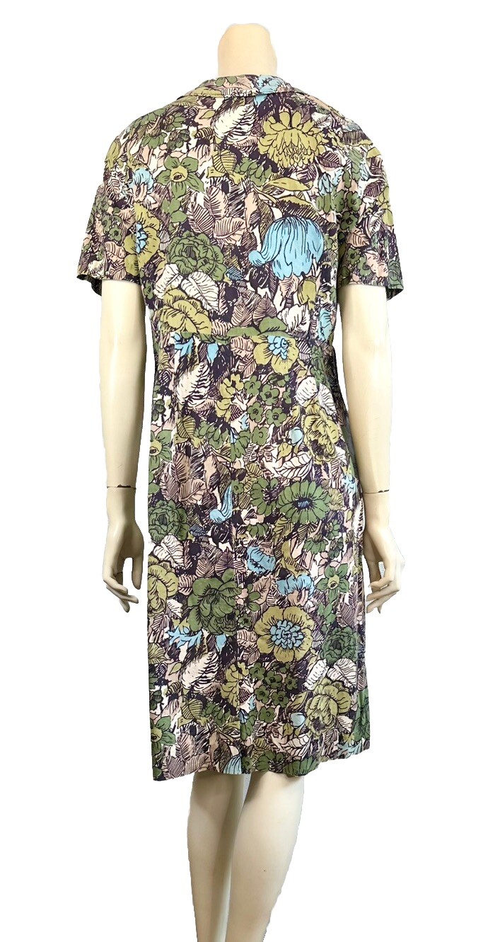 vintage 50&rsquo;s 60&rsquo;s floral dress short sleeve, buttons from waist up cotton med/lg