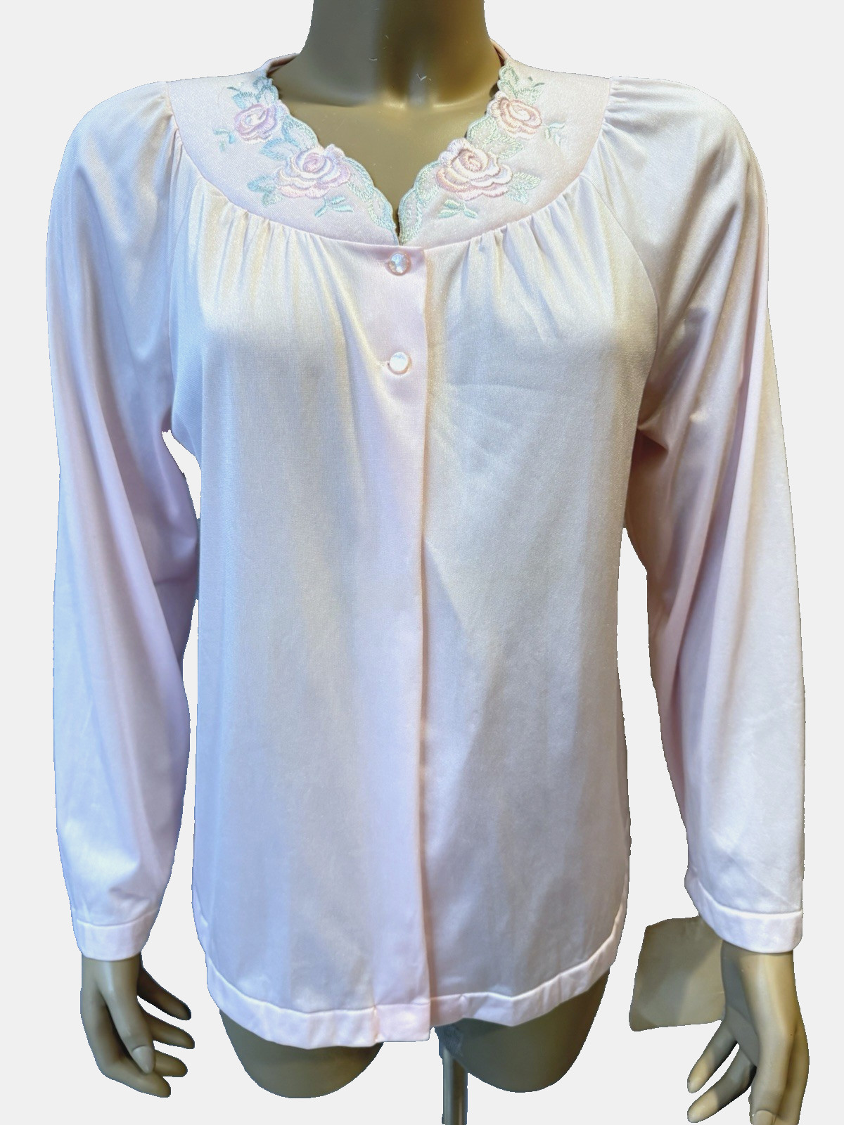 Vtg SHADOWLINE Bed Jacket Robe, Pink w/ Embroidery Sz S/M, NOS w/Tag Cottagecore