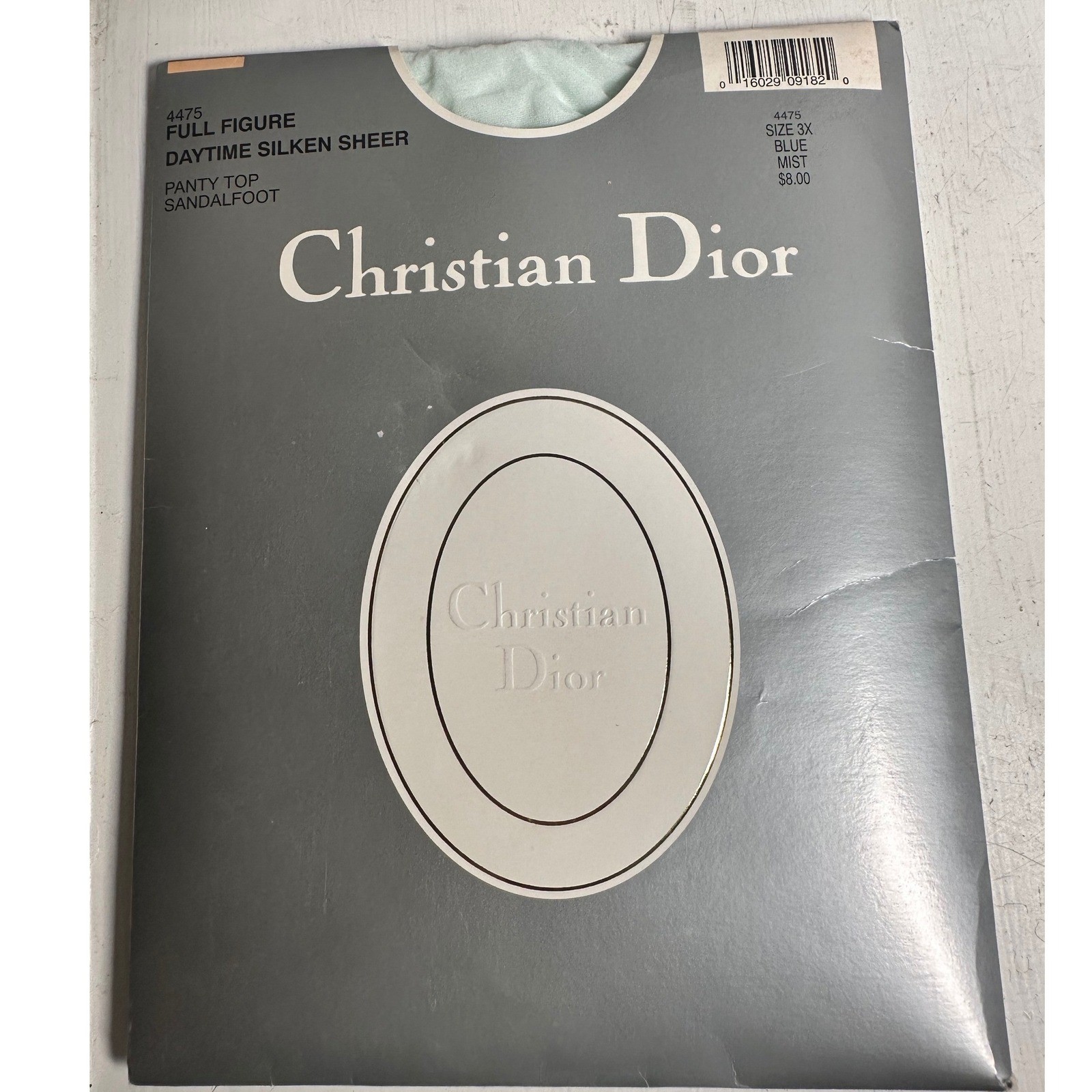 Christian Dior Vtg Full Figure Daytime Silken Sheer Pantyhose Blue Mist 3X NOS