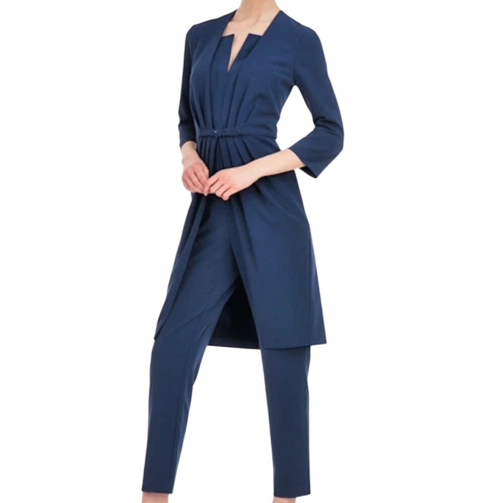 Kay Unger Velma Overlay Jumpsuit Navy Formal Pant Suit Size 6 NWT