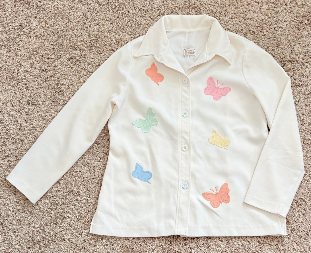 Vtg H Bar C California Ranchwear Women Polyester Embroidered Butterflies Jacket