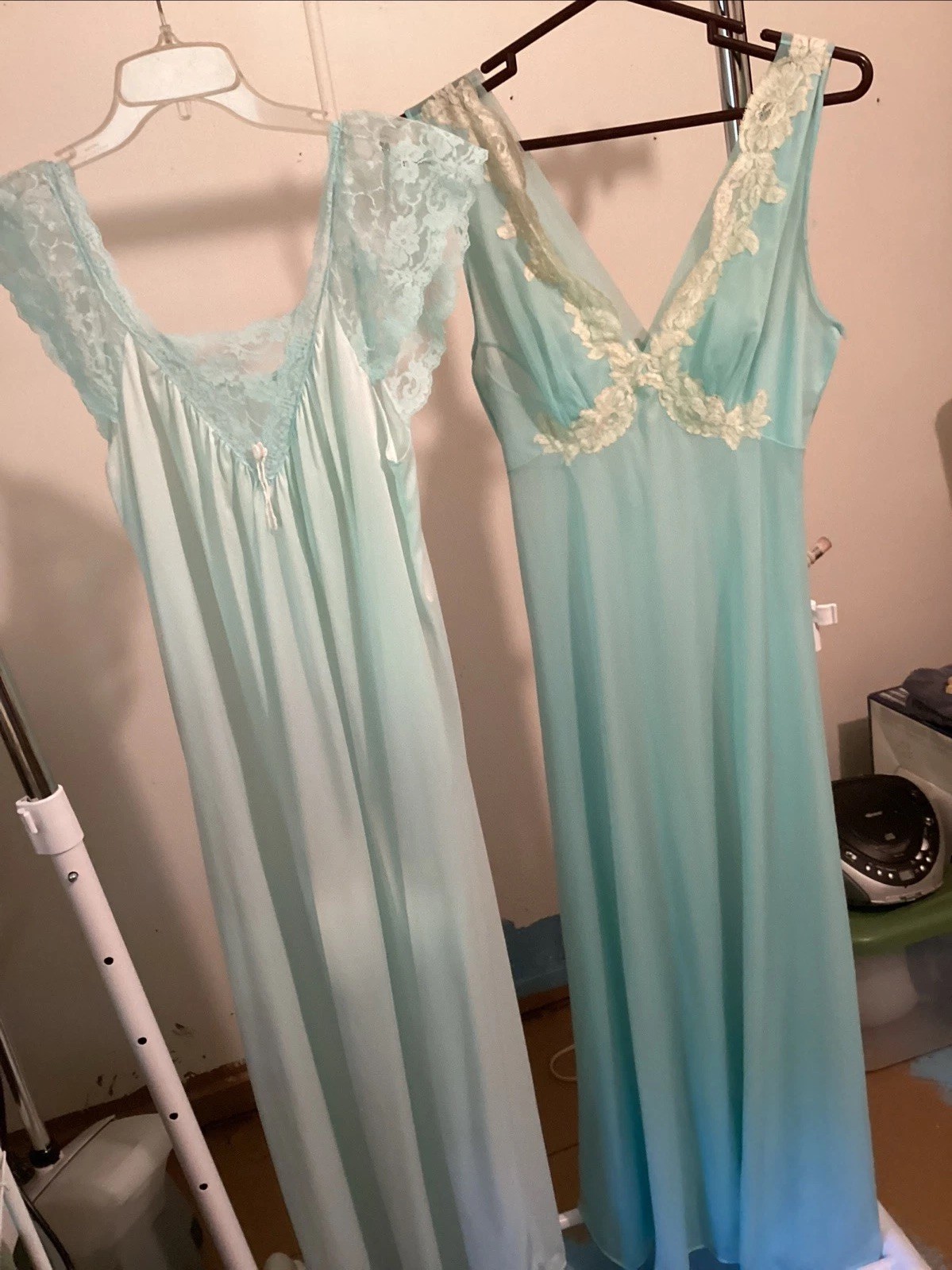 Lot Of vintage vanity fair nightgowns Ankle Length Aqua Blue / Green