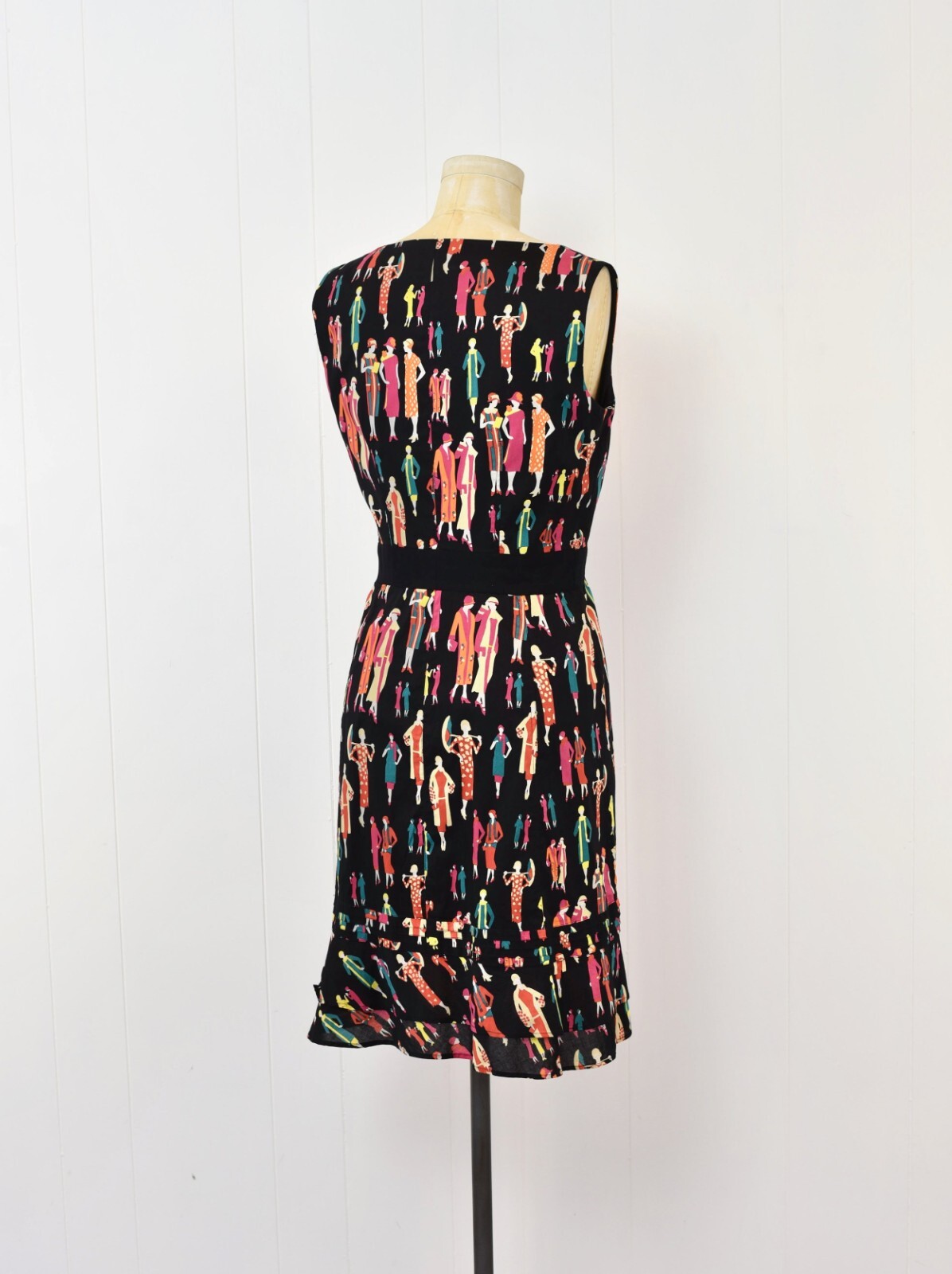 1990s/2000s Y2K Flapper Ladies Art Deco Novelty Print Kay Unger New York Dress