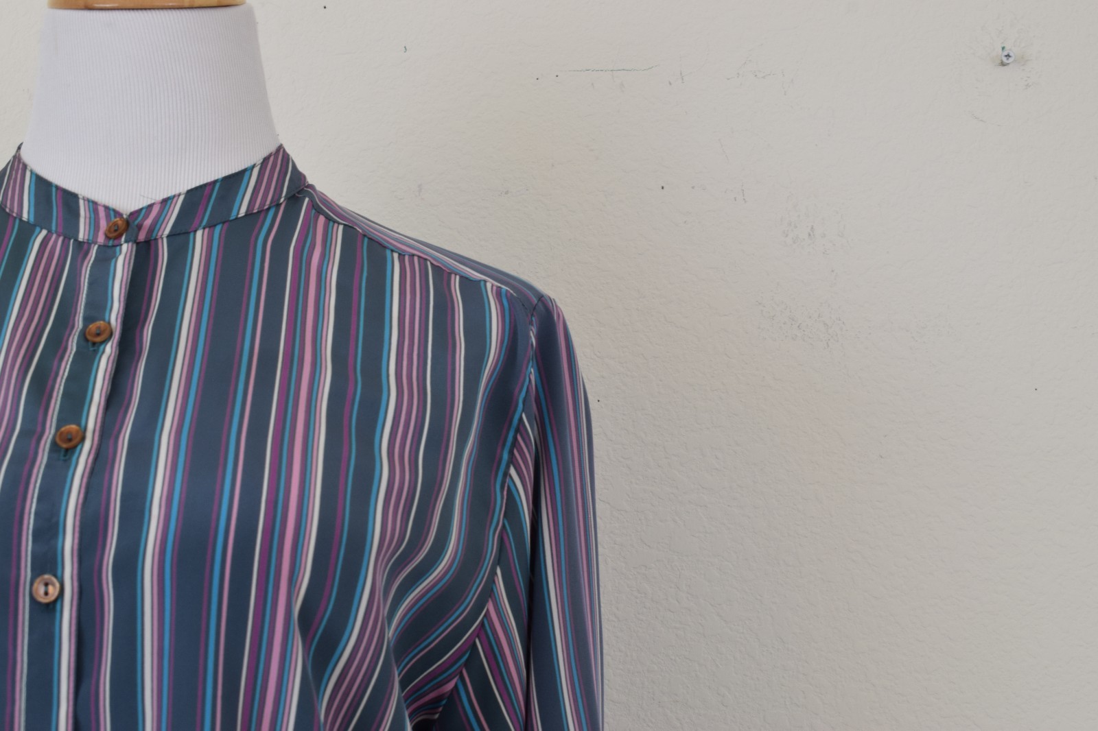 Vintage 90s Striped High Neck blouse by Loubella Extendables
