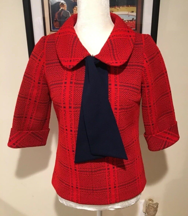 VTG Nardis of Dallas Nautical Knit Red Top Dacron Polyester Women’s Small 1960’s