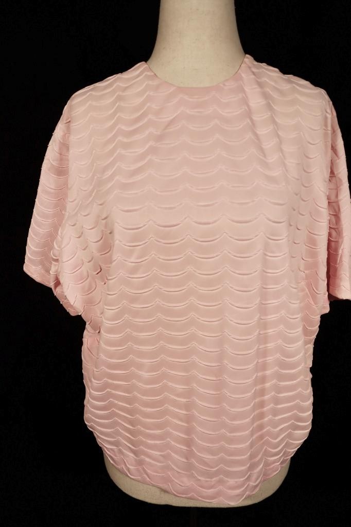 Vintage Deadstock 1960&rsquo;s Pink Acetate Blouse Plus Size 48&Prime; Bust Excellent Cond