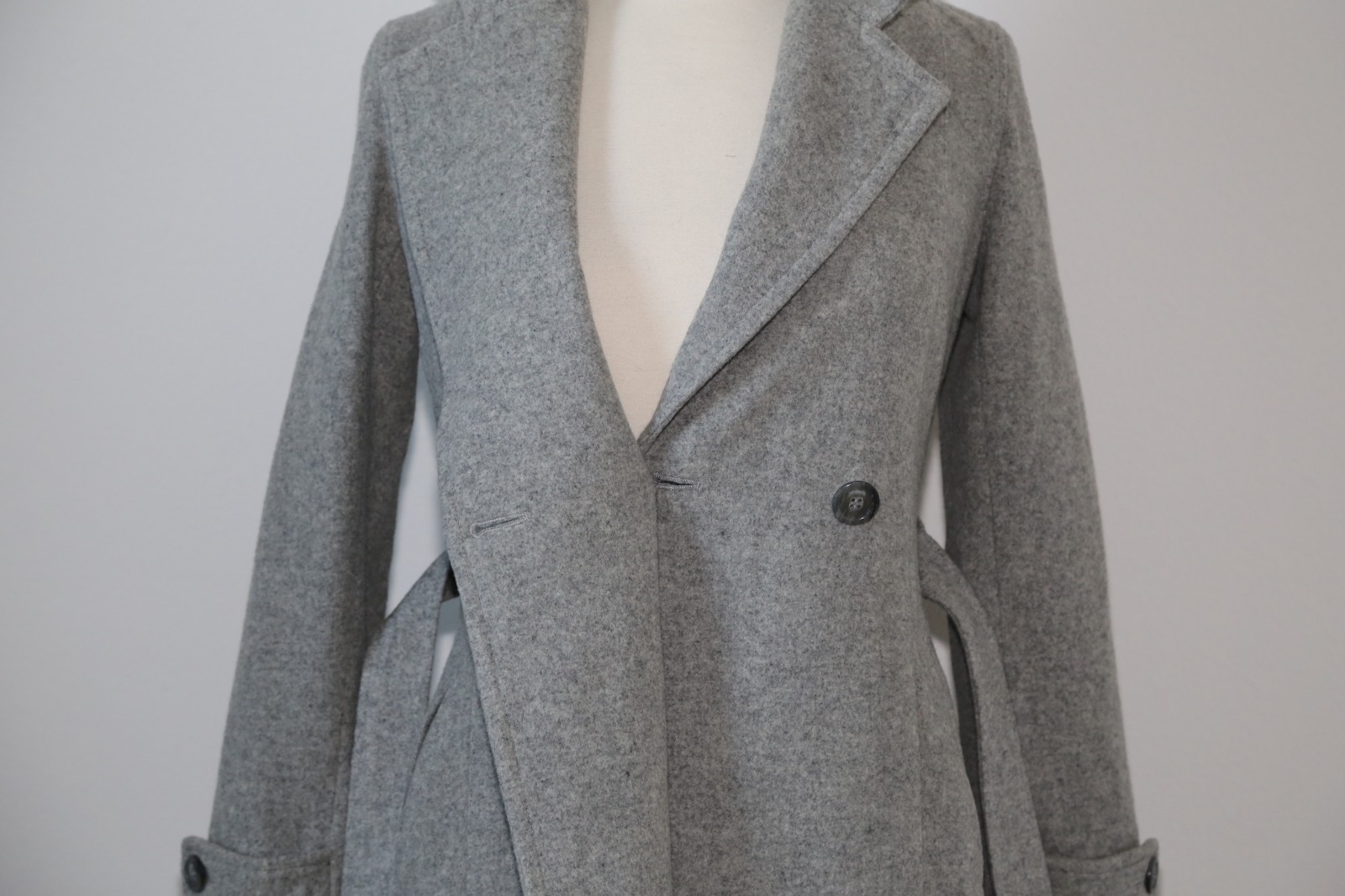 Barely Worn vintage wool cashmere blend long belted trench coat Japan made gray