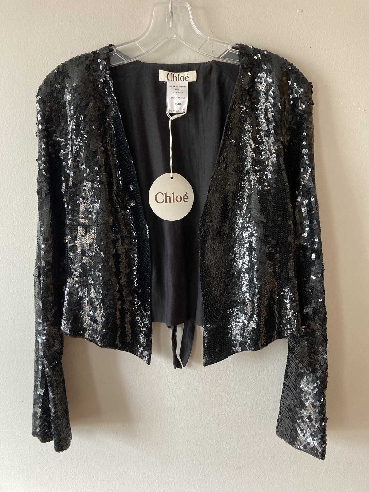 Chloe Vintage 2005 Phoebe Philo Black Sequin Silk Evening Jacket NWT Size 40