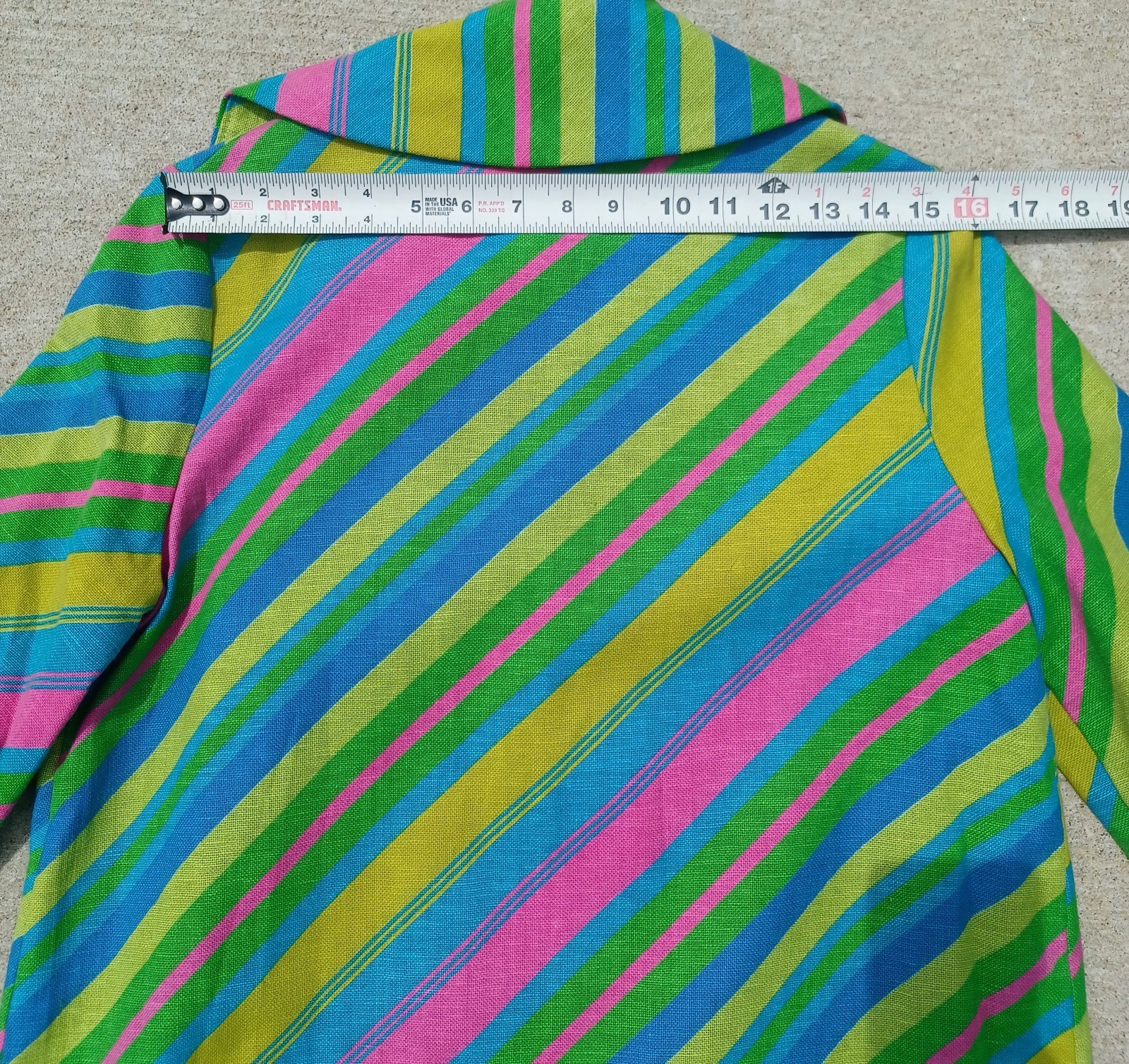 VTG 1960s Mod MCM Psychedelic Stripe jacket Coat ILGWU Union Made trench SZ S/M