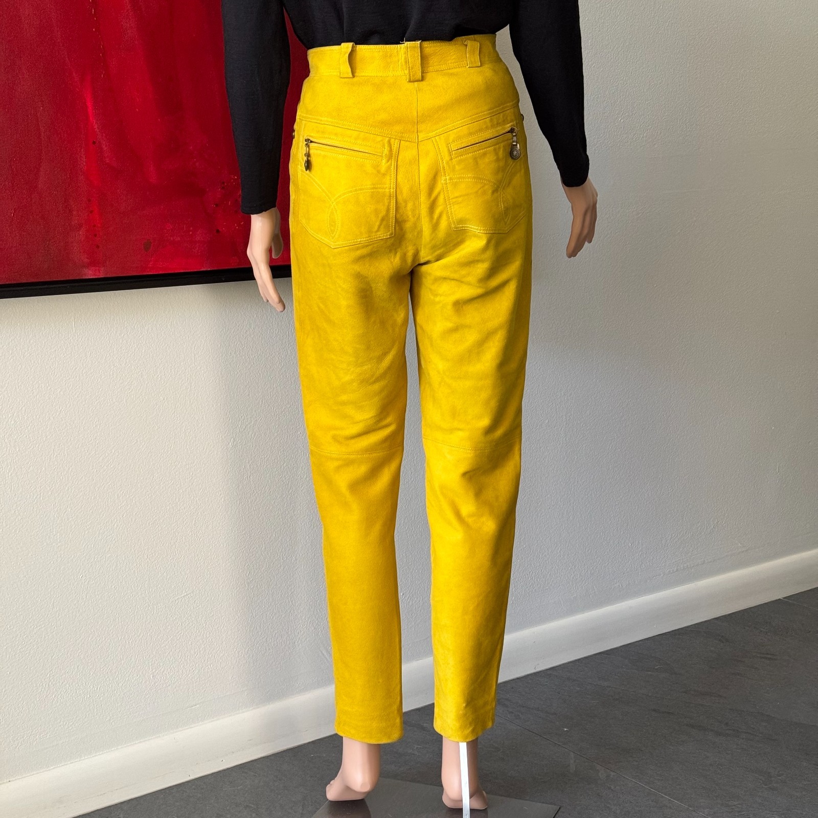 GIANNI VERSACE mustard yellow suede pants size 38/XS from F/W 1994/95
