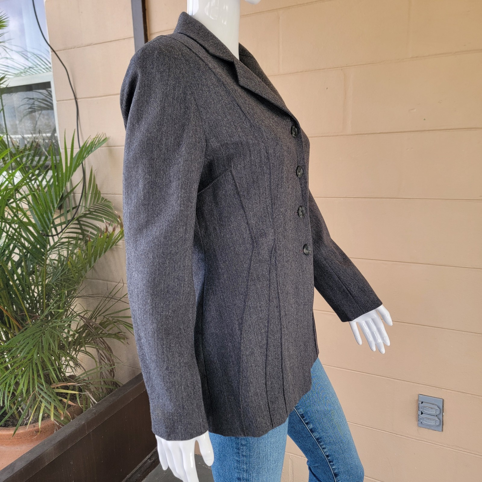 Vintage 90 Single Breasted Blazer Emanuel Ungaro Grey Tailored Women Size S 6/40
