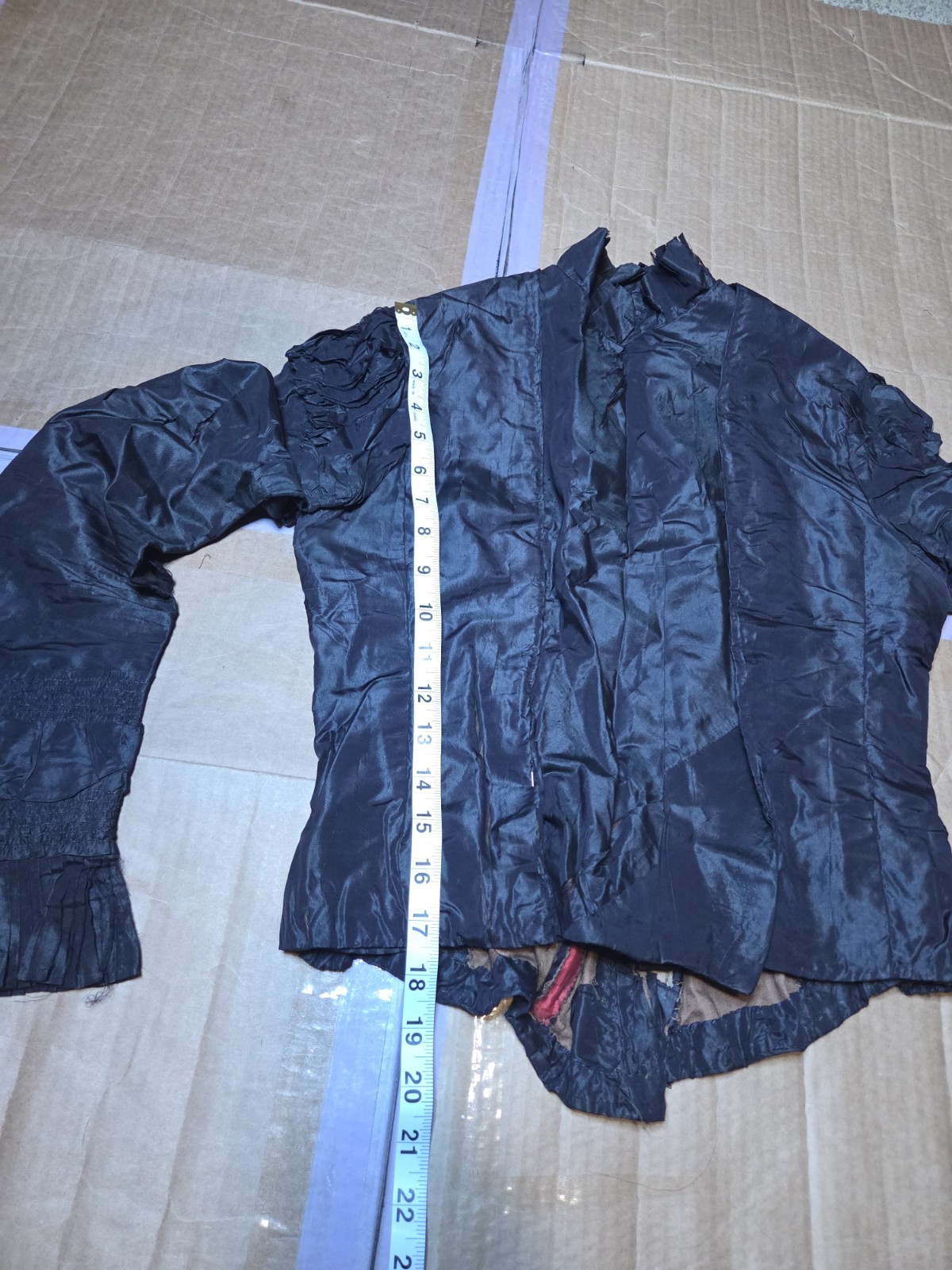 Midnight Blue Victorian Silk/Taffeta w/ Pink Stitch Ruffle Walking Suit SALVAGE
