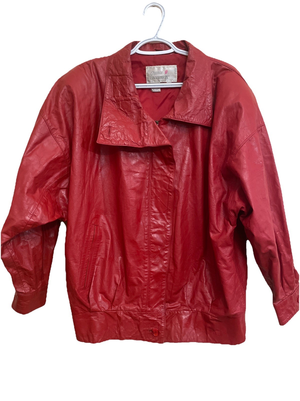 Vintage 80’s Close Encounters Leather Bomber Jacket Women’s Size L Shoulder Pads