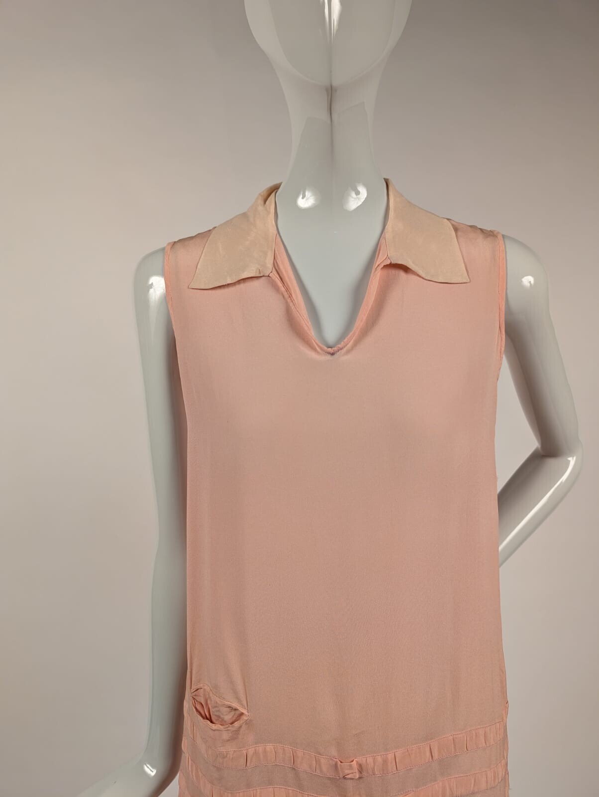 SWEET CLASSIC 1920’S PEACH SILK DROP WAIST DAY DRESS