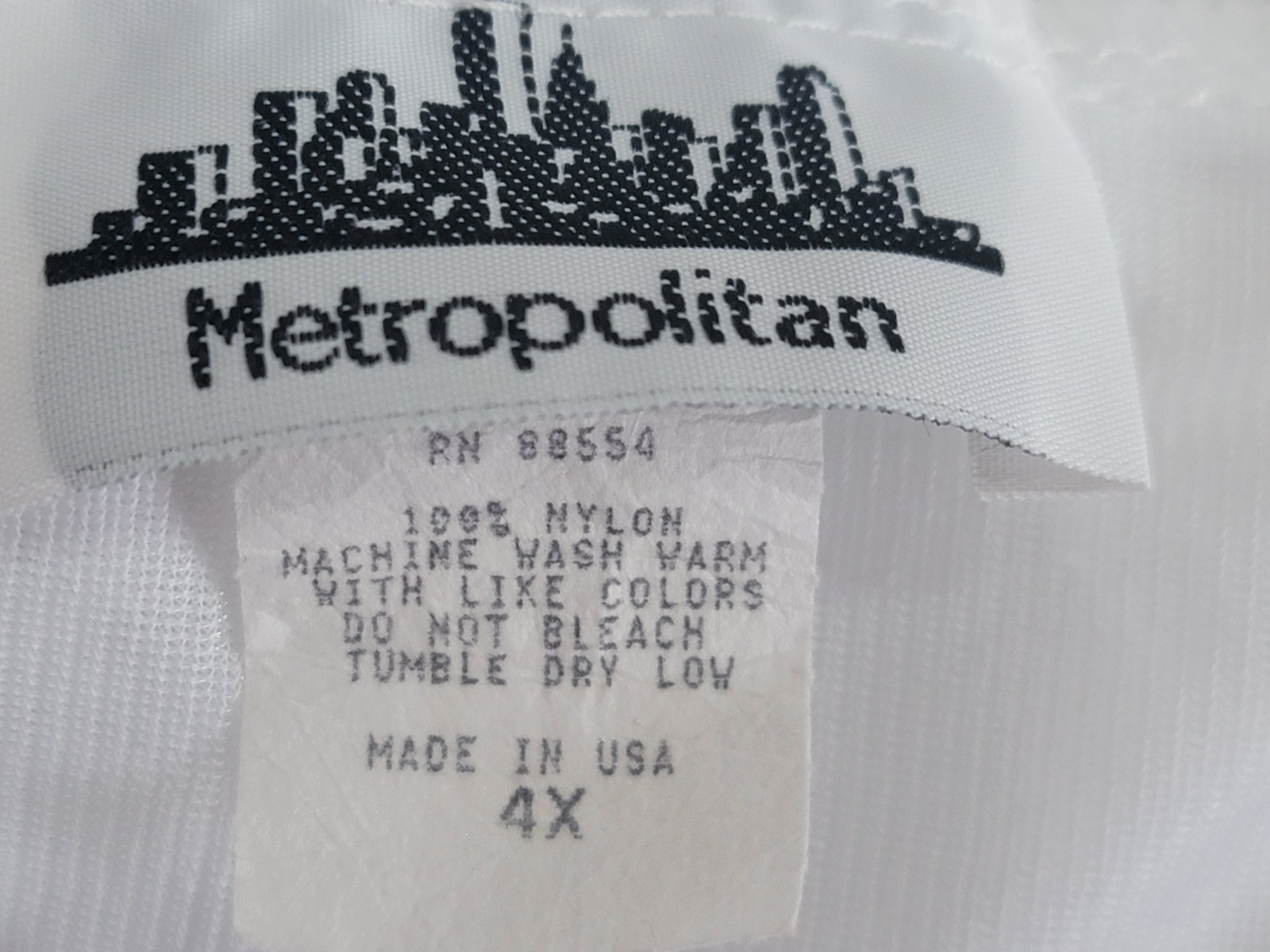 VINTAGE METROPOLITAN HALF SLIP WHITE NYLON LACE TRIM PLUS SIZE 4X LENGTH 25.5&Prime;