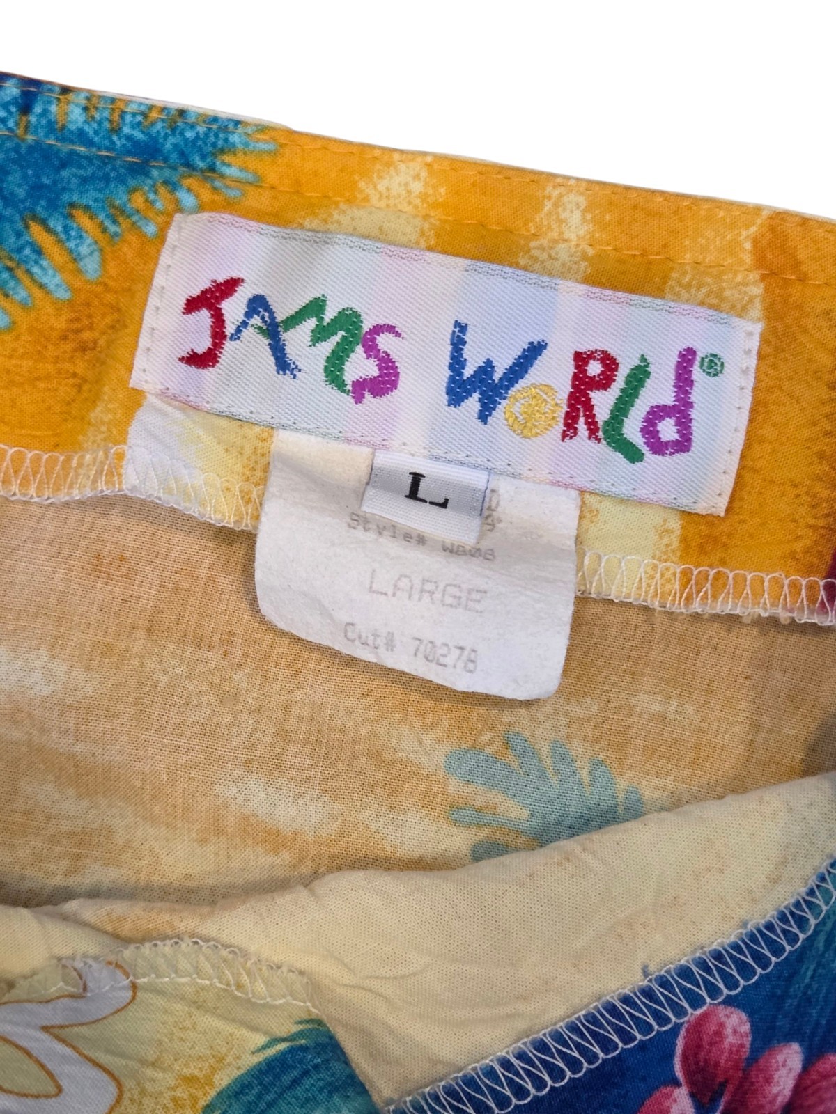 JAMS WORLD Vintage Wrap Skirt Sarong Adjustable Waist Rayon Paradise Hawaii | L