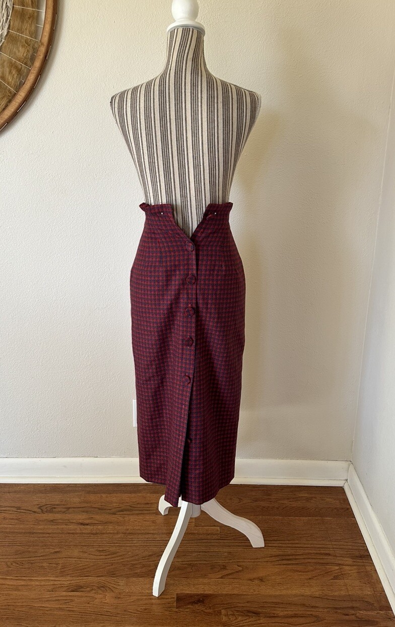 Vintage 80s Cullinane Wool Plaid High Waist Pinup Skirt Woman&rsquo;s XS