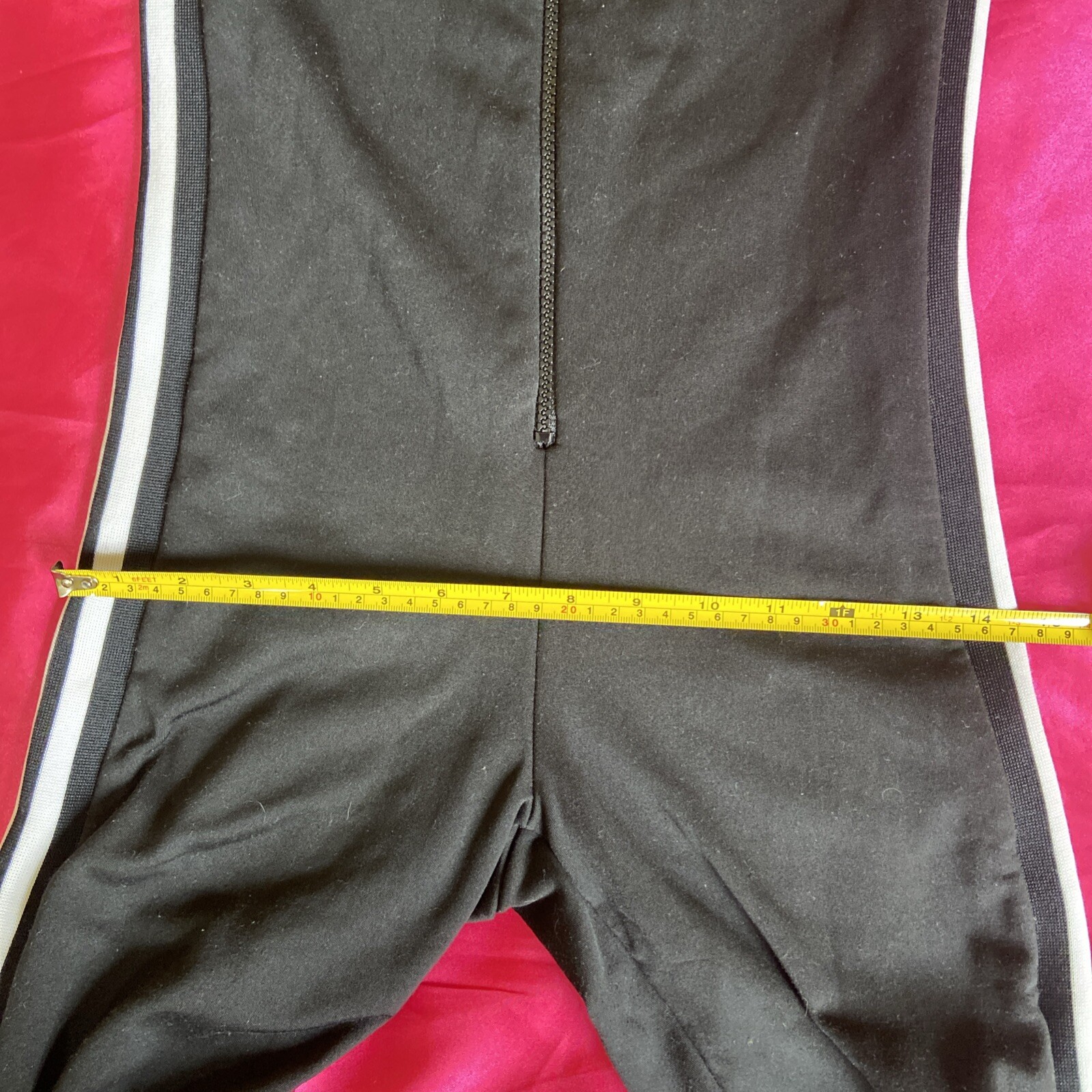 Vintage VS Sport Black Polyester/Spandex Full-Body Zipper Tracksuit w/ Stripes