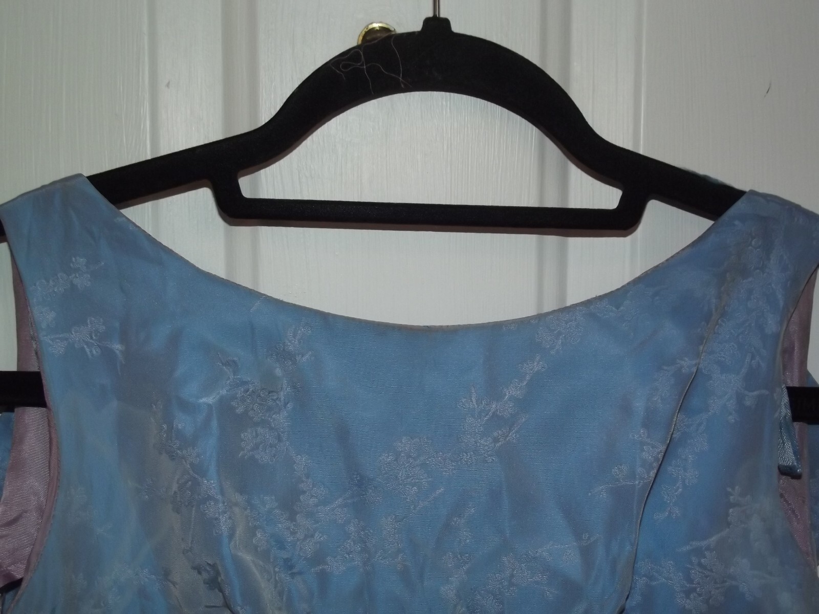 Women 50s vintage Shimmer Blue Taffeta Cocktail Party dress Small TLC repair B85