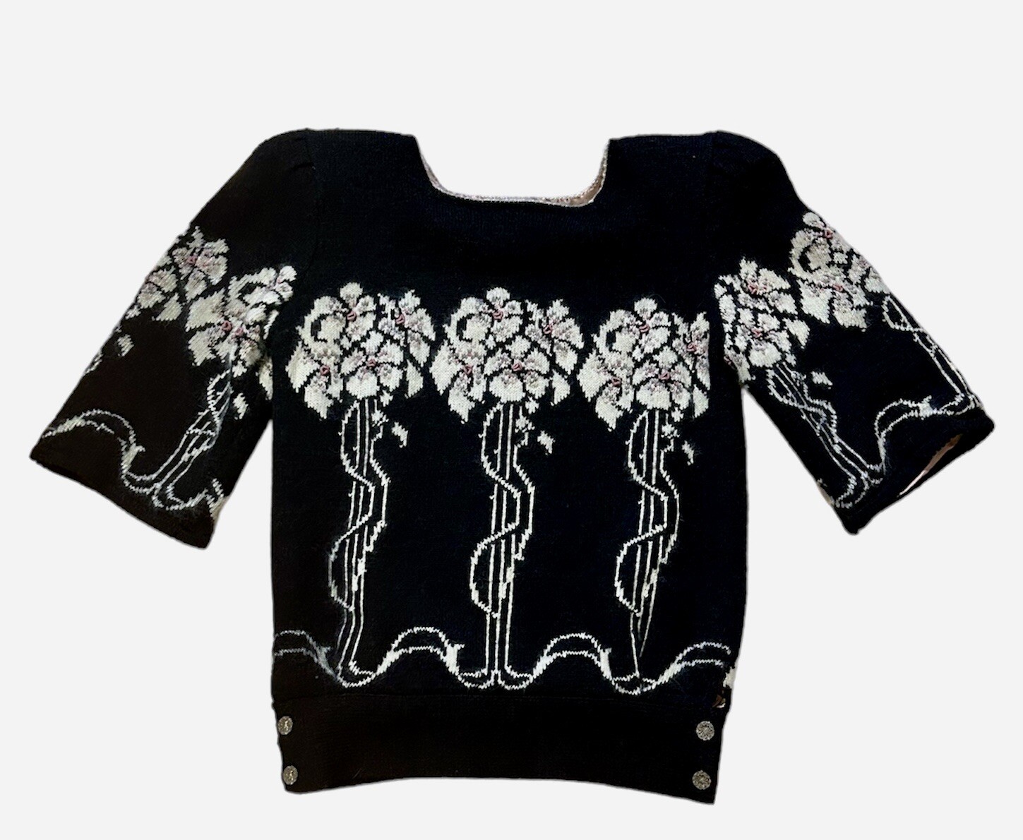 Vintage CULLINANE Women Lambswool Angora Sweater Sz M Shoulder Pads 80s Dynasty