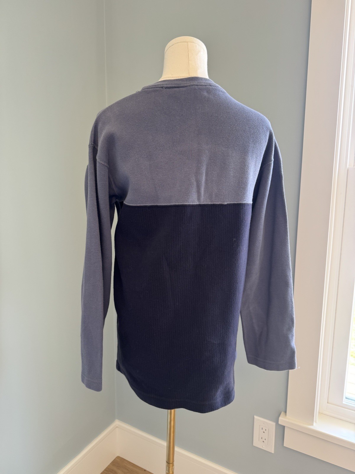 Cherokee 90s Blue Colorblock Sweater 100% Cotton Crewneck Vintage