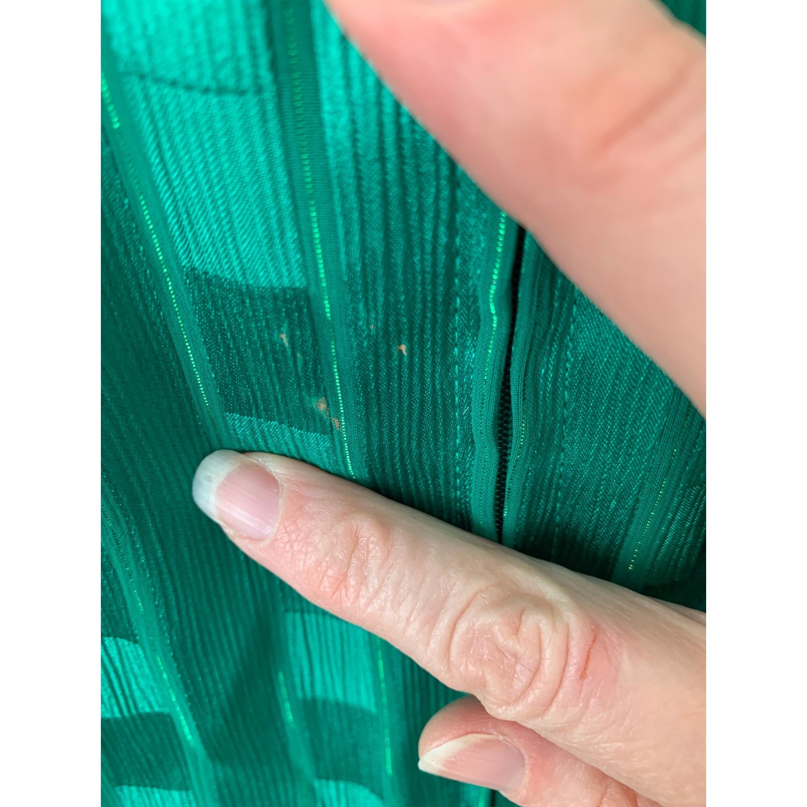 Vintage 80s Emerald Green Metallic Dropwaist Dress Size 8