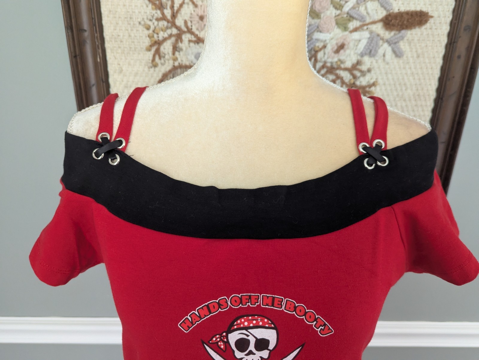Y2K 2010s Easyriders Hands Off Me Booty Womens Shirt Off Shoulder Biker Style