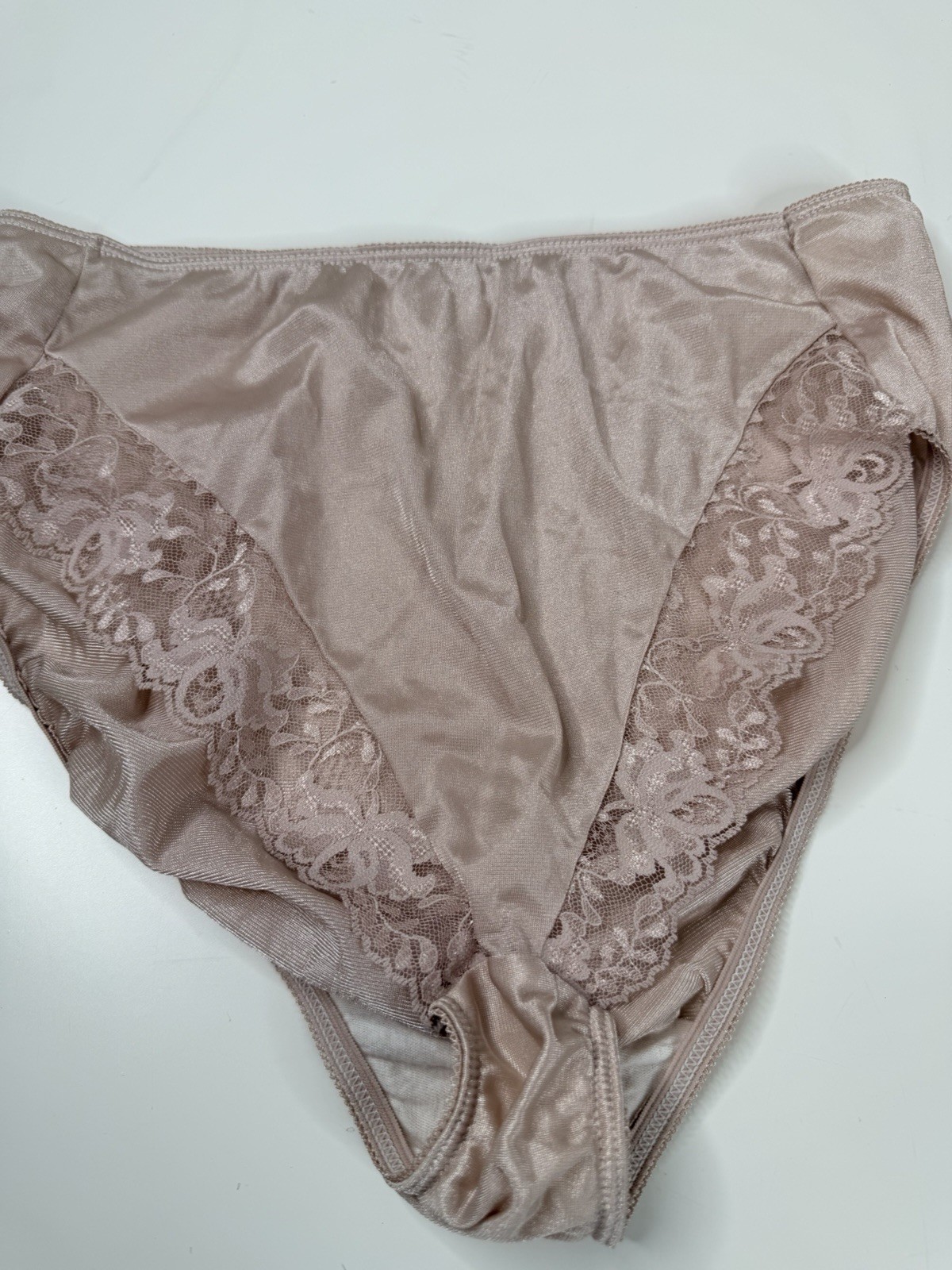 Vintage Maidenform Hi-Leg Panites Sz 7 mauve Nylon Lace Brief NWOT sexy