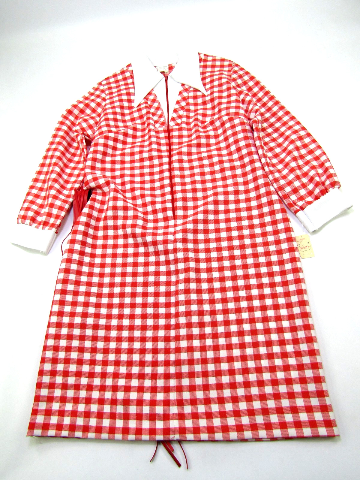 VTG House Dress Misses 16 Red Picnic Checker Half Zipper Tradwife Retro NWT