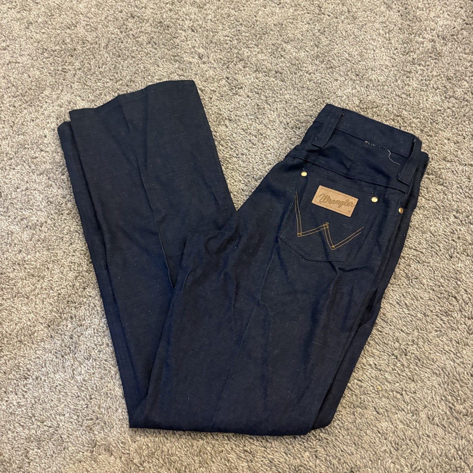 Vintage 70s Wrangler Bell Bottom Patch Pocket Flare Jeans 11/12 30×32 USA NOS