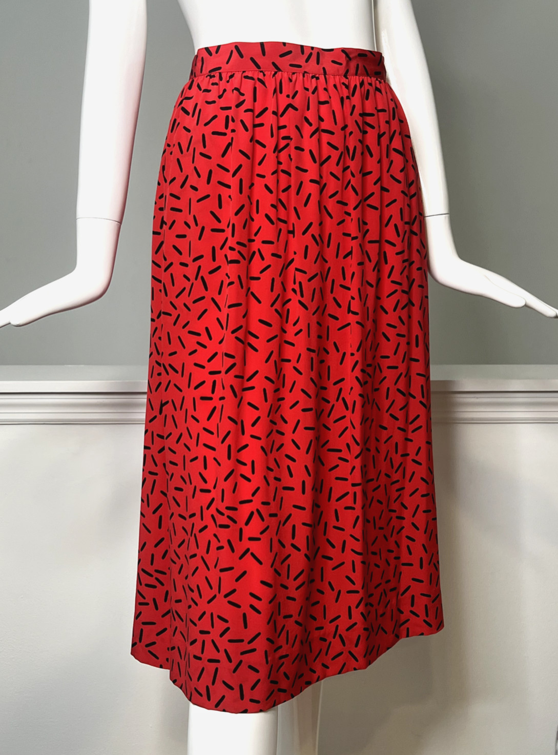 VTG Patterned 1980s Albert Nipon Silk Skirt 8, Memphis Milano LETRASET Style