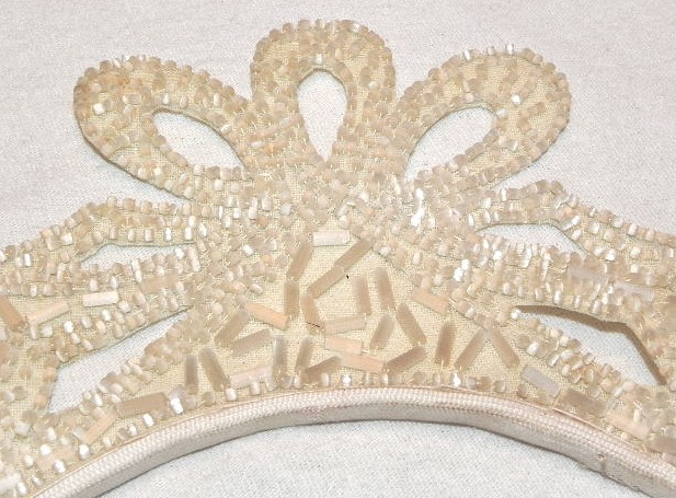 Vintage Off White Seed Beaded Headdress Need Wedding Veil 30s 40s Era