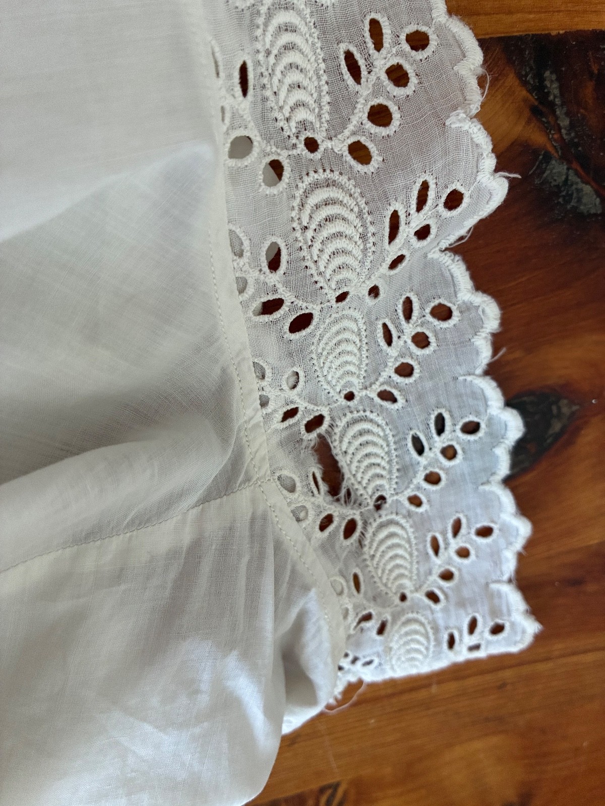 Antique Edwardian White Cotton Waist Blouse Embroidery Eyelet High Neck