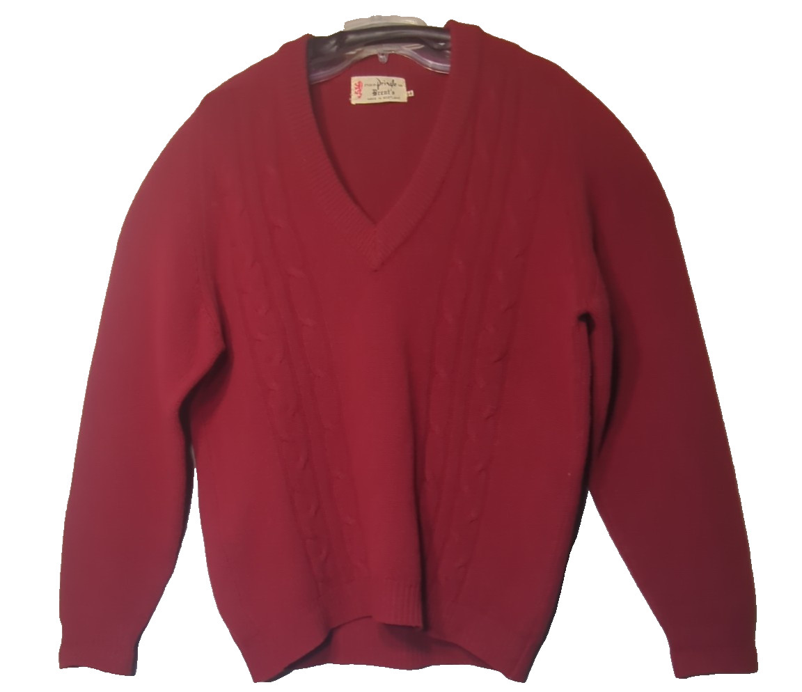 Pringle Scotland M 44 Cardigan sweater Burgundy Red 100% Lamb Wool