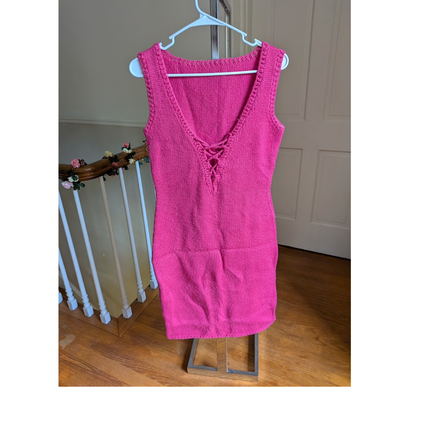 Vintage knit pink sleeveless dress