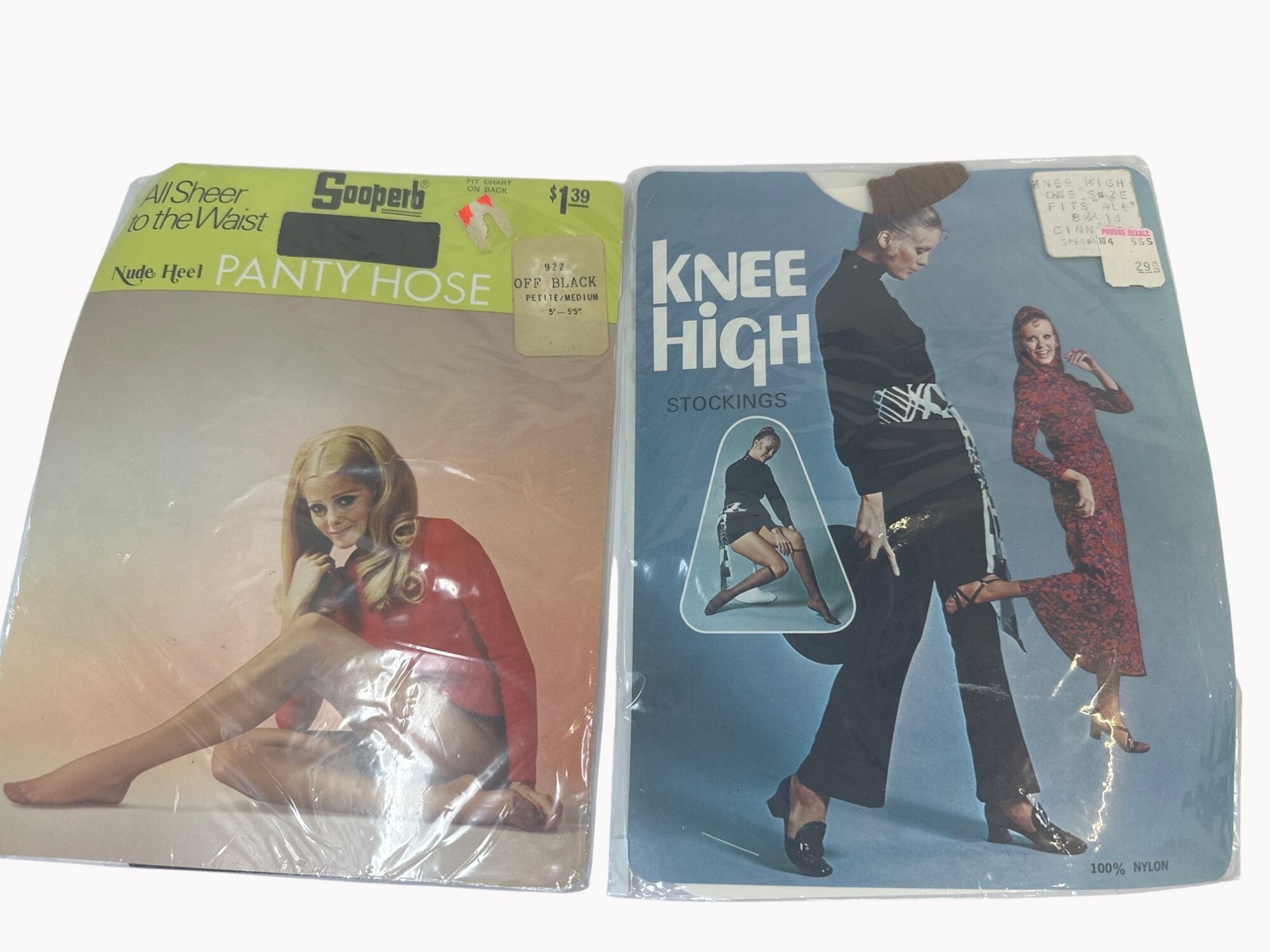 Vintage Nylon Knee High Cinnamon Stockings Sooperb Pantyhose Off Black