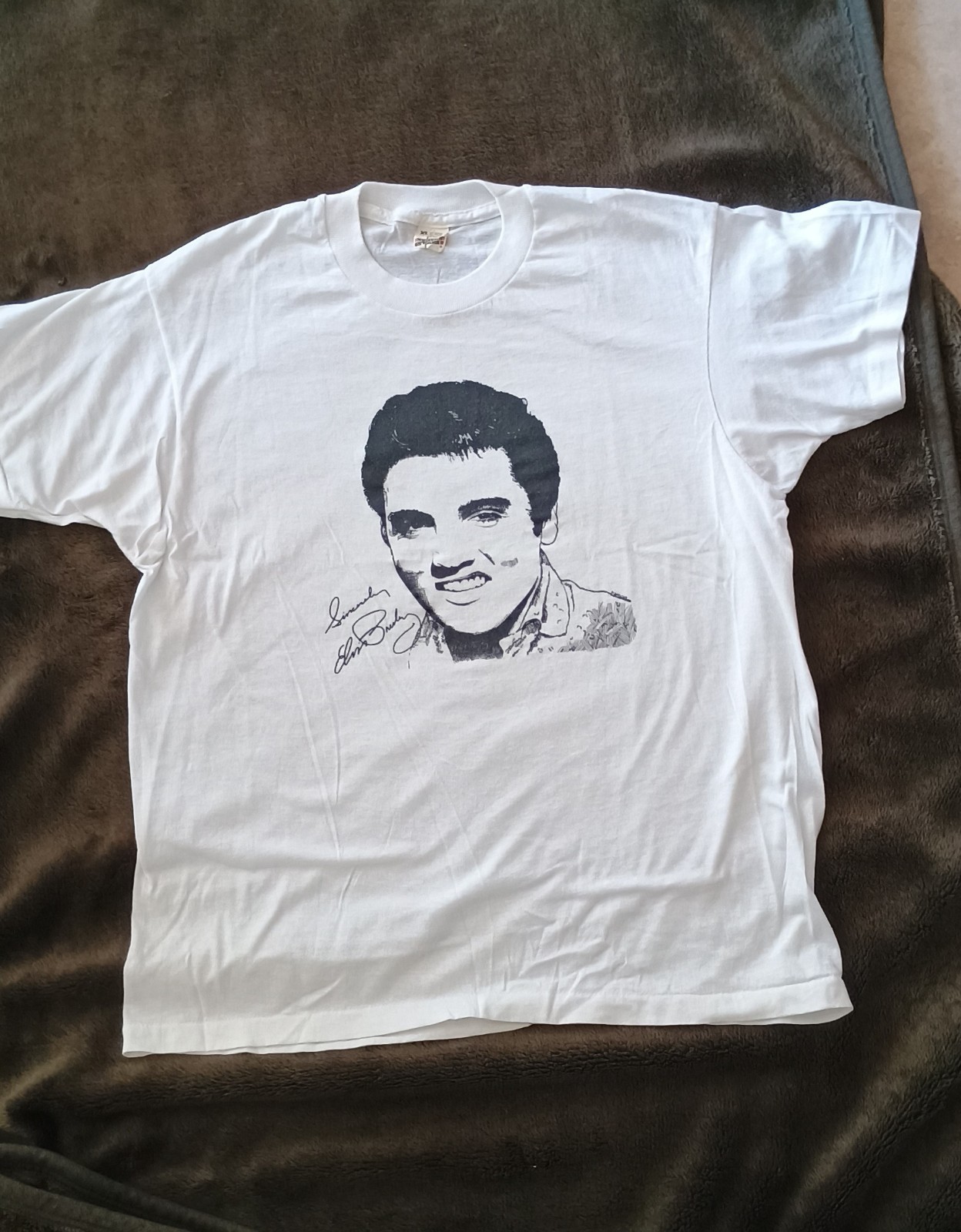 VTG 80&rsquo;s ELVIS Presley Autograph Screen Printed Tee Screen Stars Ladies XL