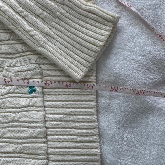 Aeropostale white cable knit babydoll long sleeve hooded sweater Y2K vintage