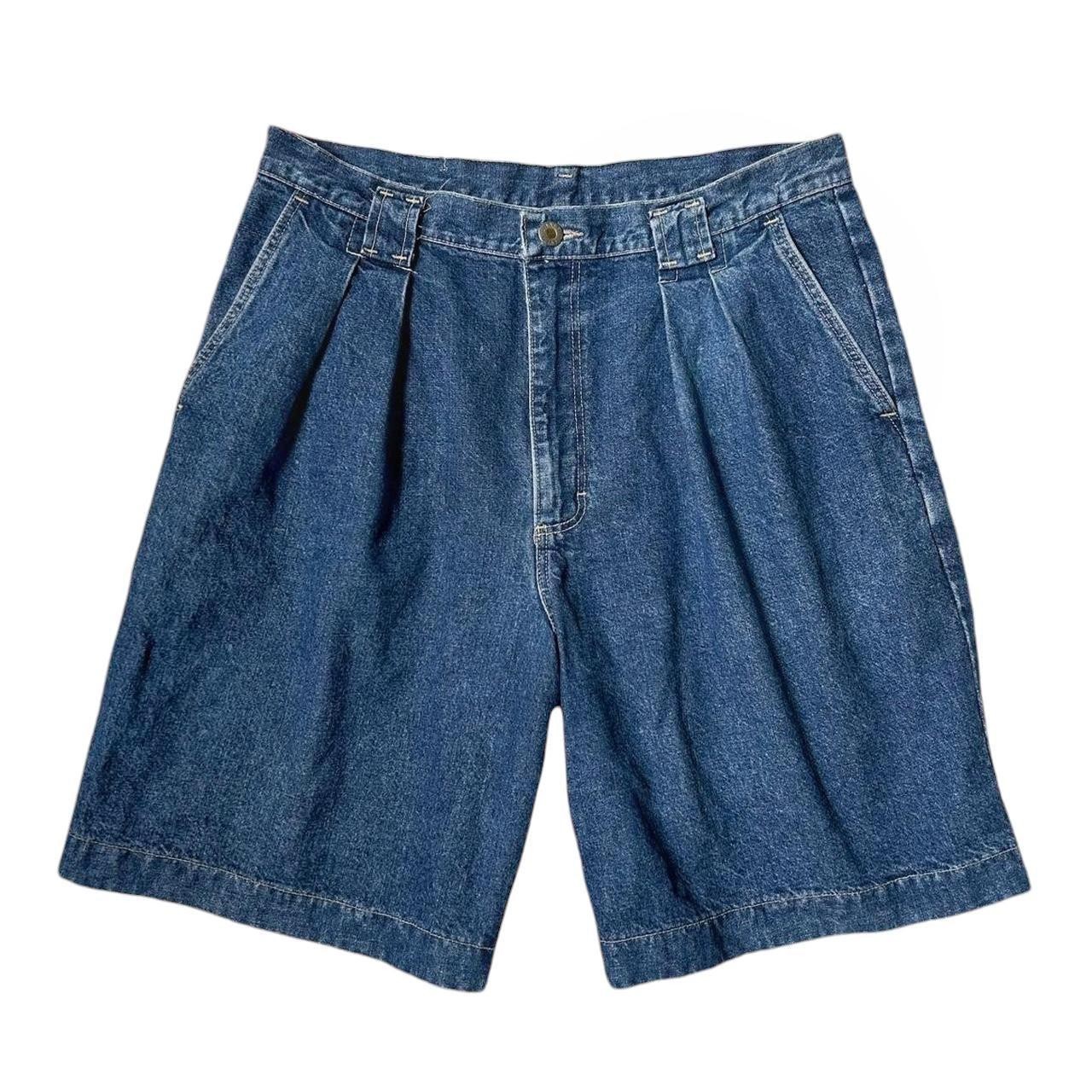 80s vintage highwaisted jean shorts denim pleated baggy relaxed faded jorts.