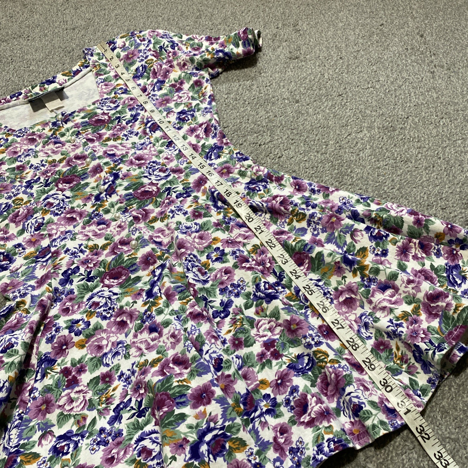 Vtg 80s Spring Floral Button Up Romper M Cotton Best American Clothing *Read*