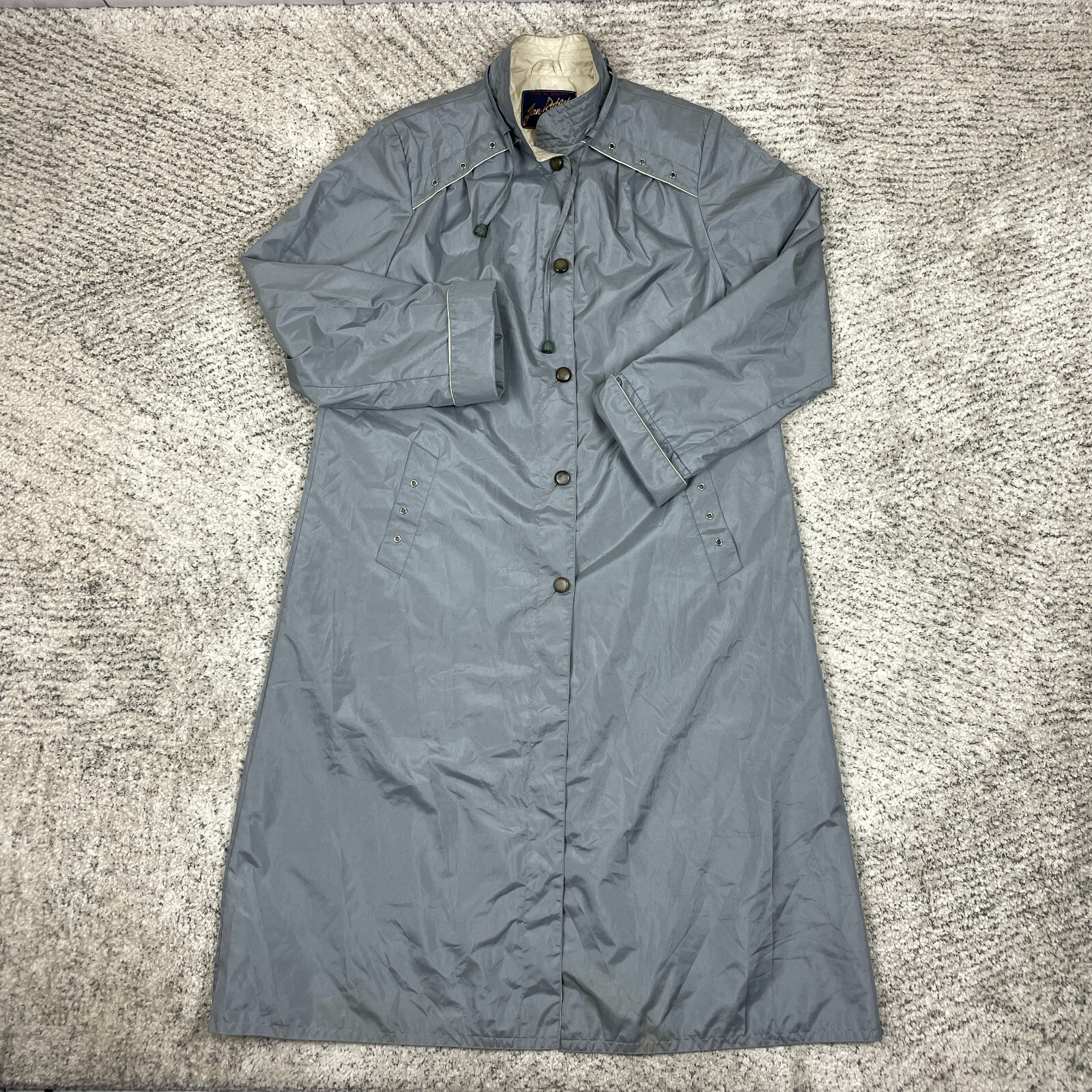 VTG Raincoat Women 12 Jan Robert Trench Rain Coat Jacket Silver Made In England