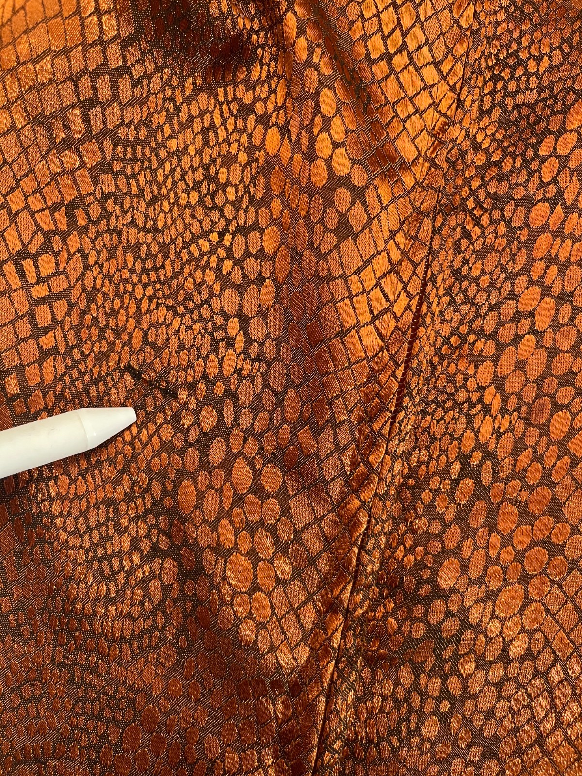 Vintage 80s Copper Cocktail Dress Size Medium 1980s Retro Snake Print Glam Chic